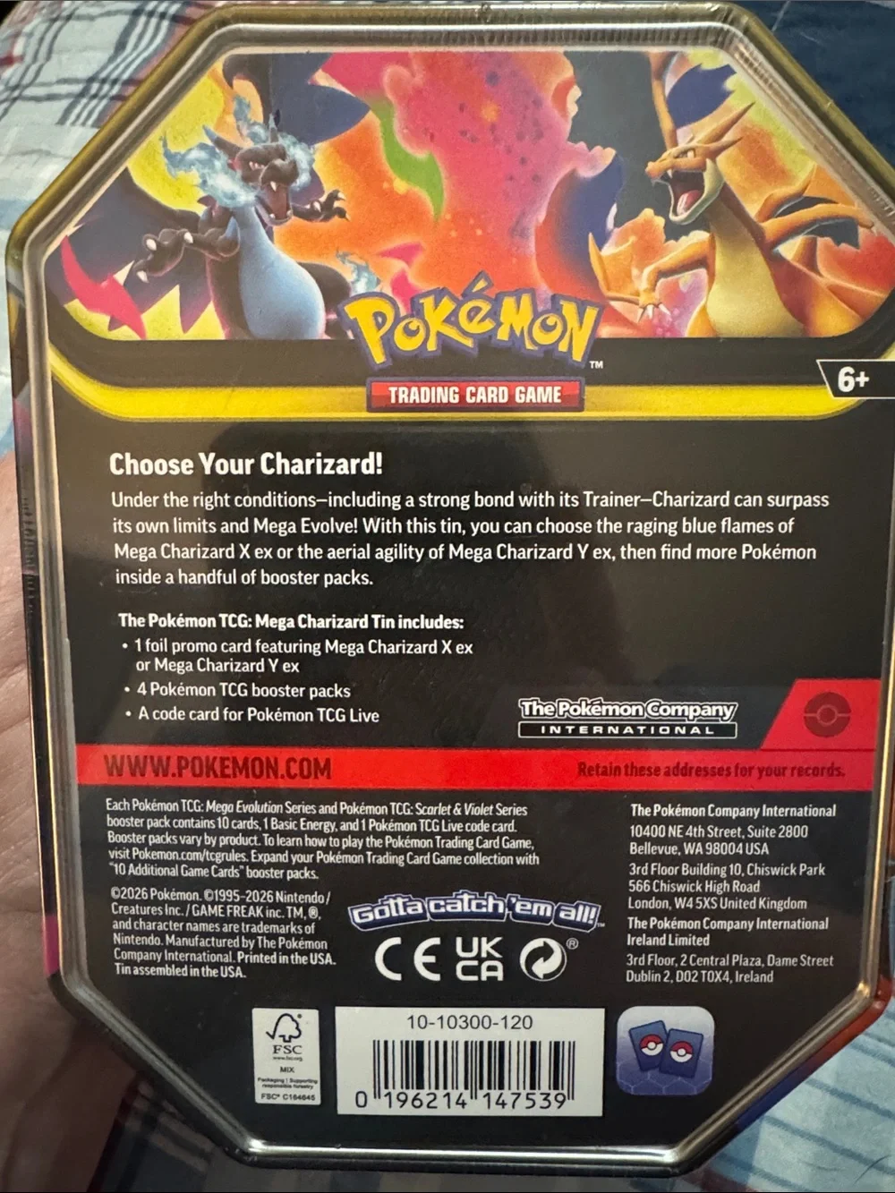 Mega Charizard X Tin Pokémon TCG 4 booster packs New mega evolution